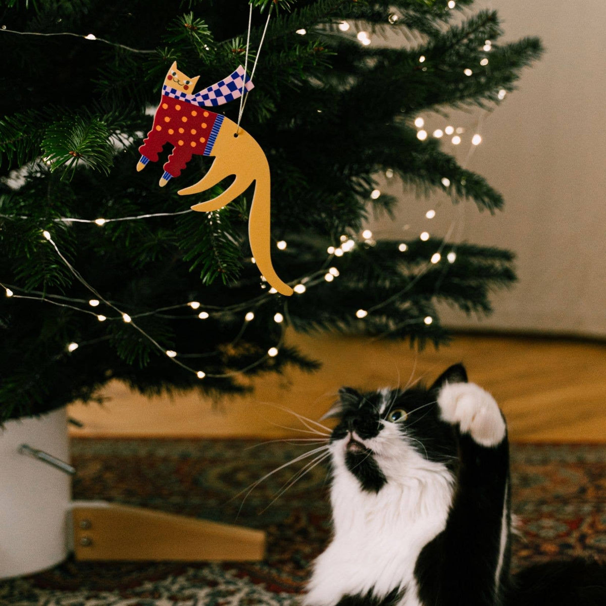 milin - 'gelbe Katze' Anhänger für den Weihnachtsbaum