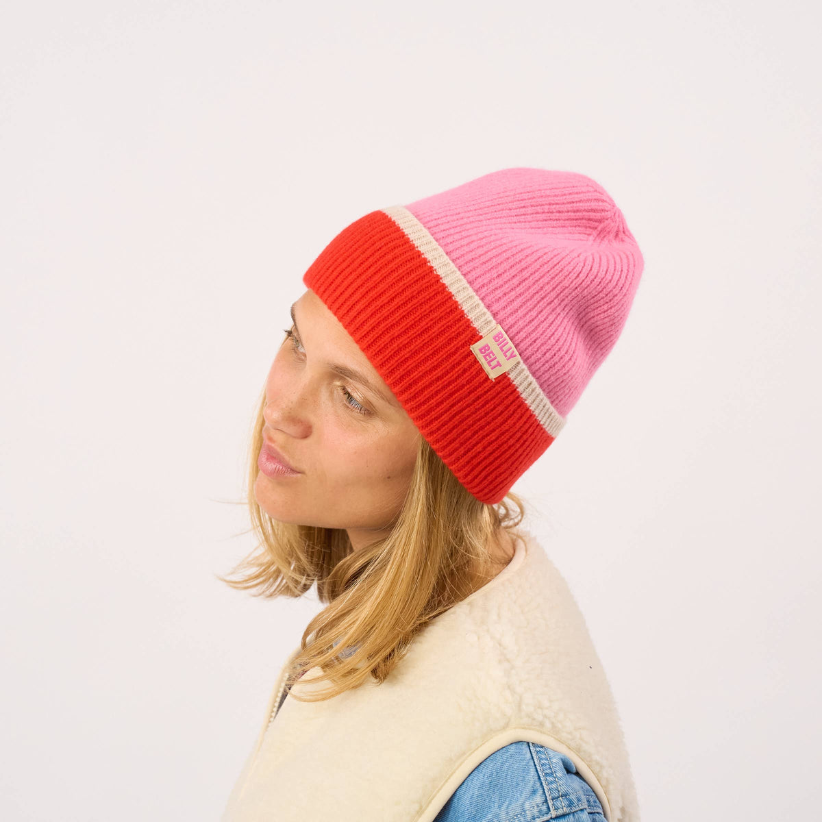 BILLYBELT - Beanie - Rosa, Rot und Beige