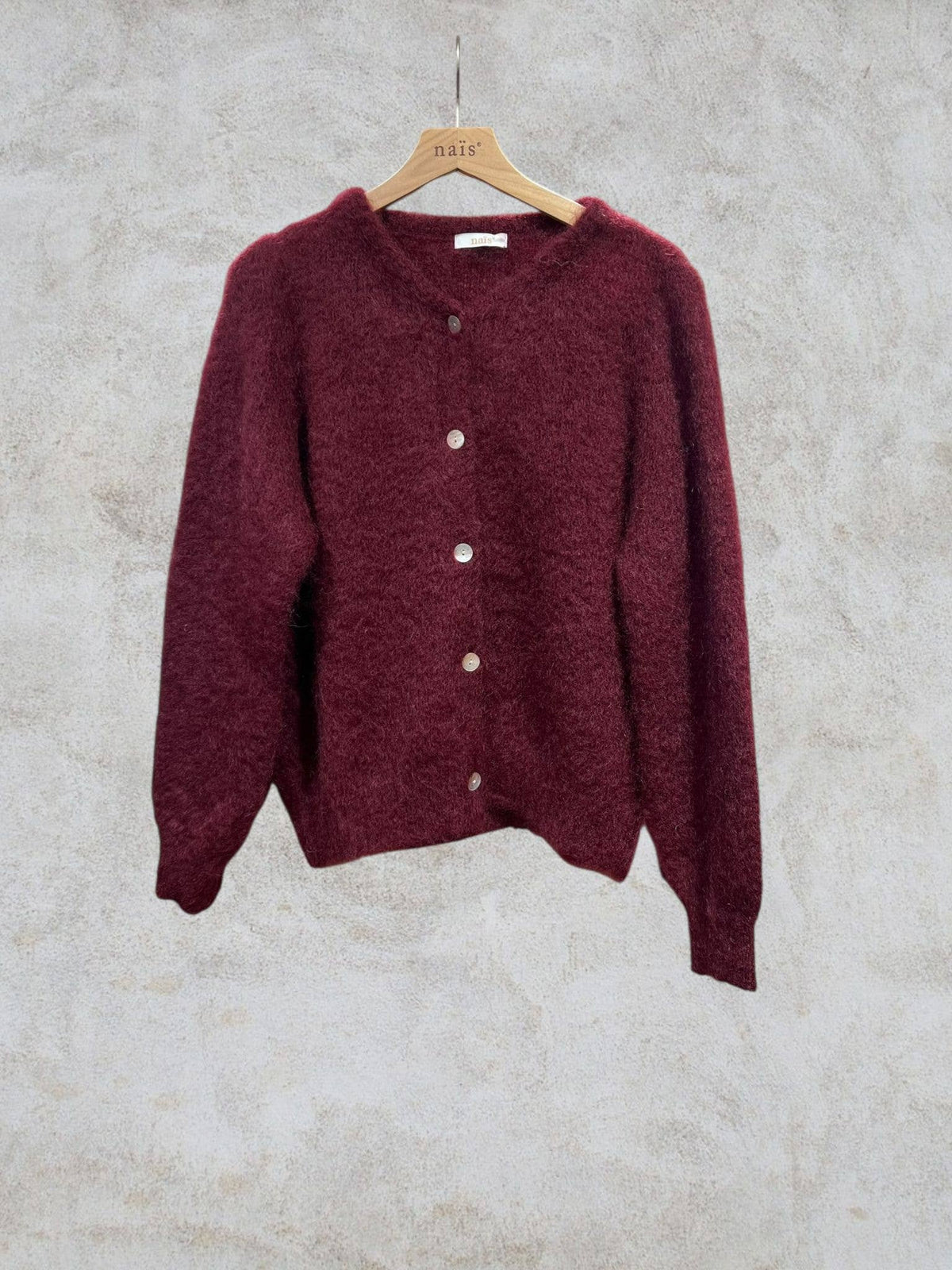 Rundhalsausschnitt-Cardigan mit Knöpfen aus 80 % Kid-Mohair