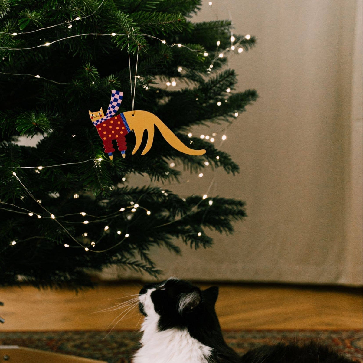milin - 'gelbe Katze' Anhänger für den Weihnachtsbaum