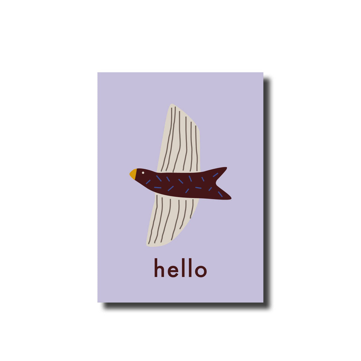 Ansichtkarte 'Hello' Vogel Lila De lange Tafel