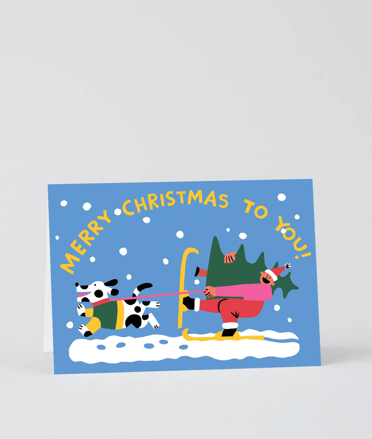 WRAP Frohe Weihnachten Skifahren Geprägte Feiertagsgrußkarte