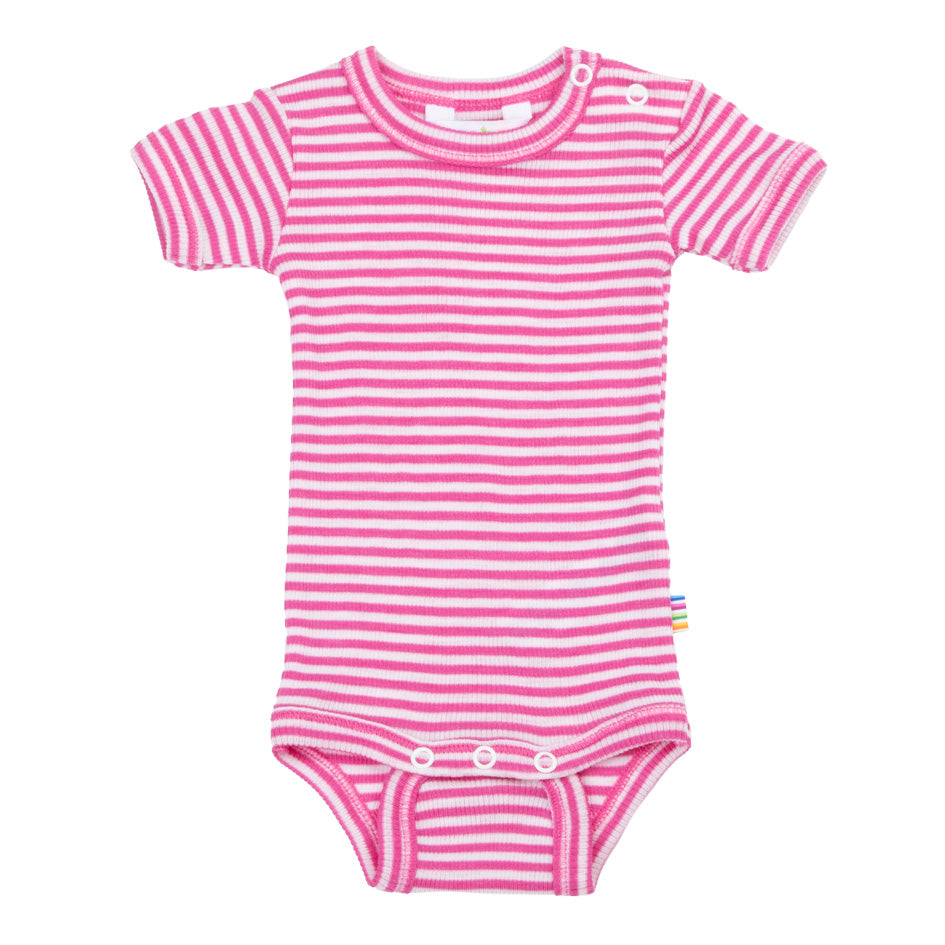 Kurzarm Body Wolle Seide Joha SS25   türkis, pink ,grau