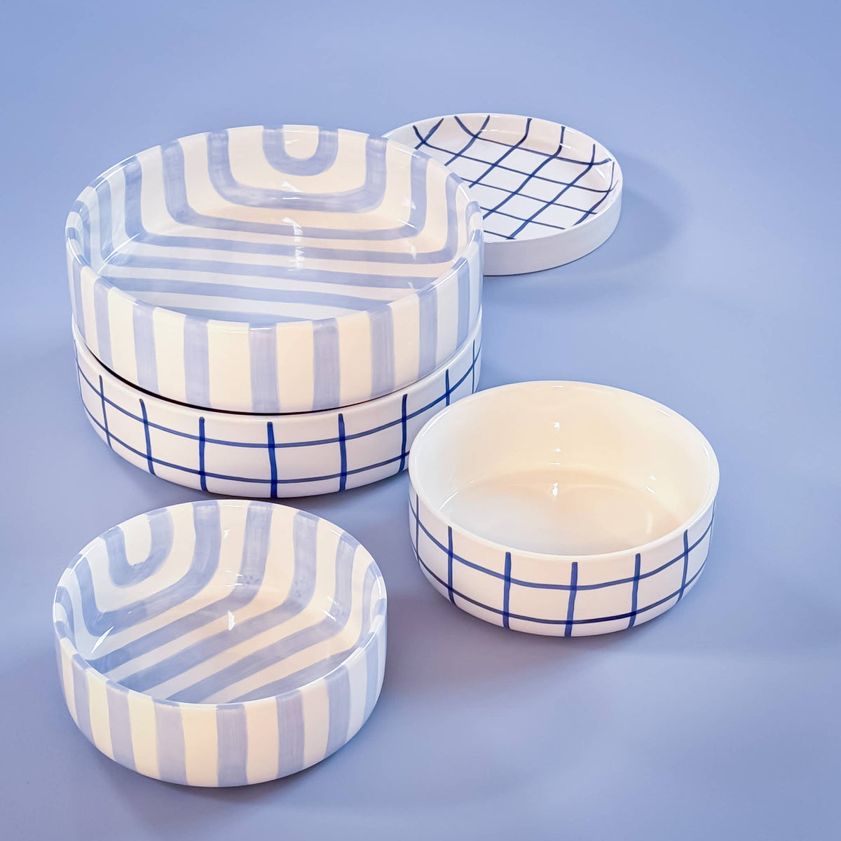 Magazin Minori Schale gross  Stripes - morning azzurro