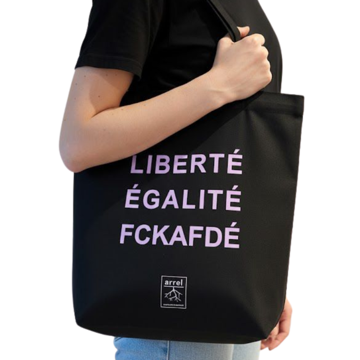 arrel ' FCKAFDÉ ' Premium Tote Bag - Black & Purple