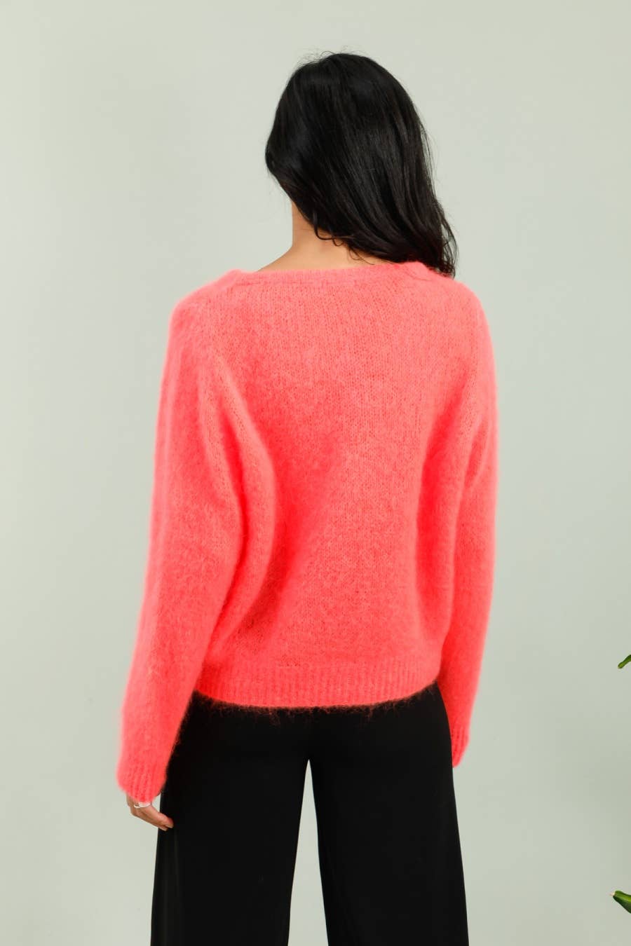 Rundhalsausschnitt-Cardigan mit Knöpfen aus 80 % Kid-Mohair