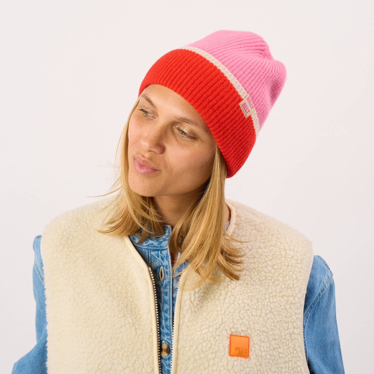 BILLYBELT - Beanie - Rosa, Rot und Beige