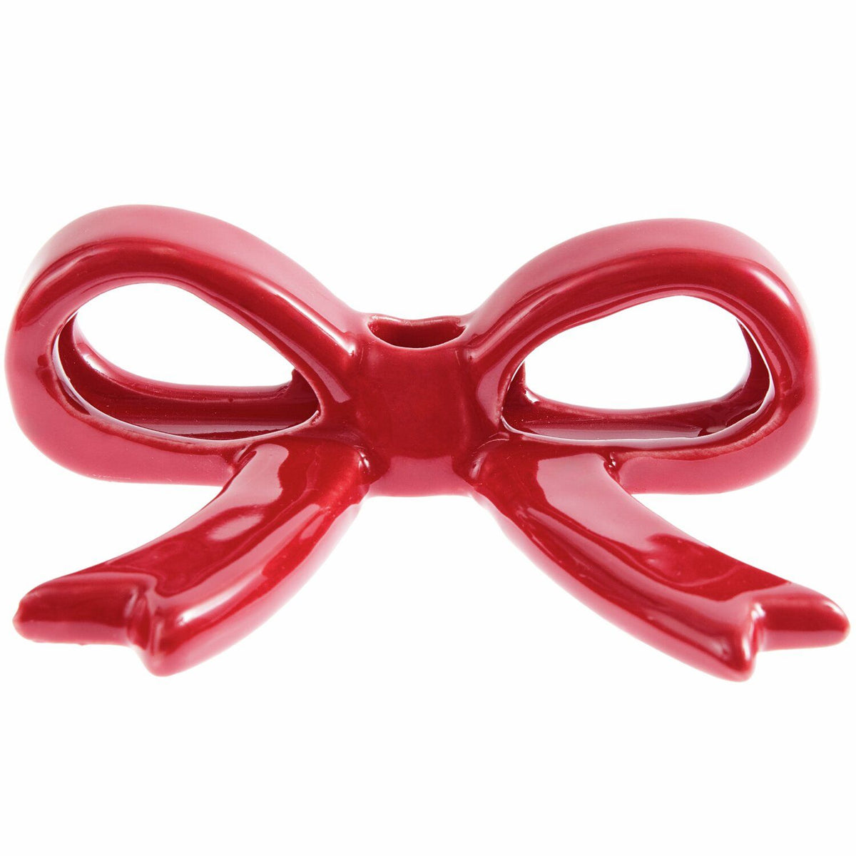 Keramik Kerzenhalter Schleife Rot