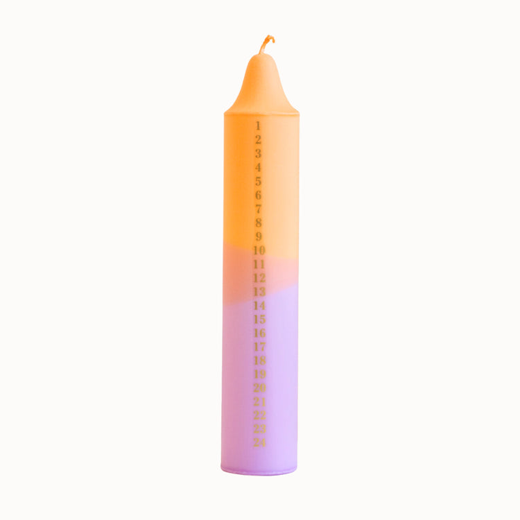 AdventskalenderKerze 'orange purple'
