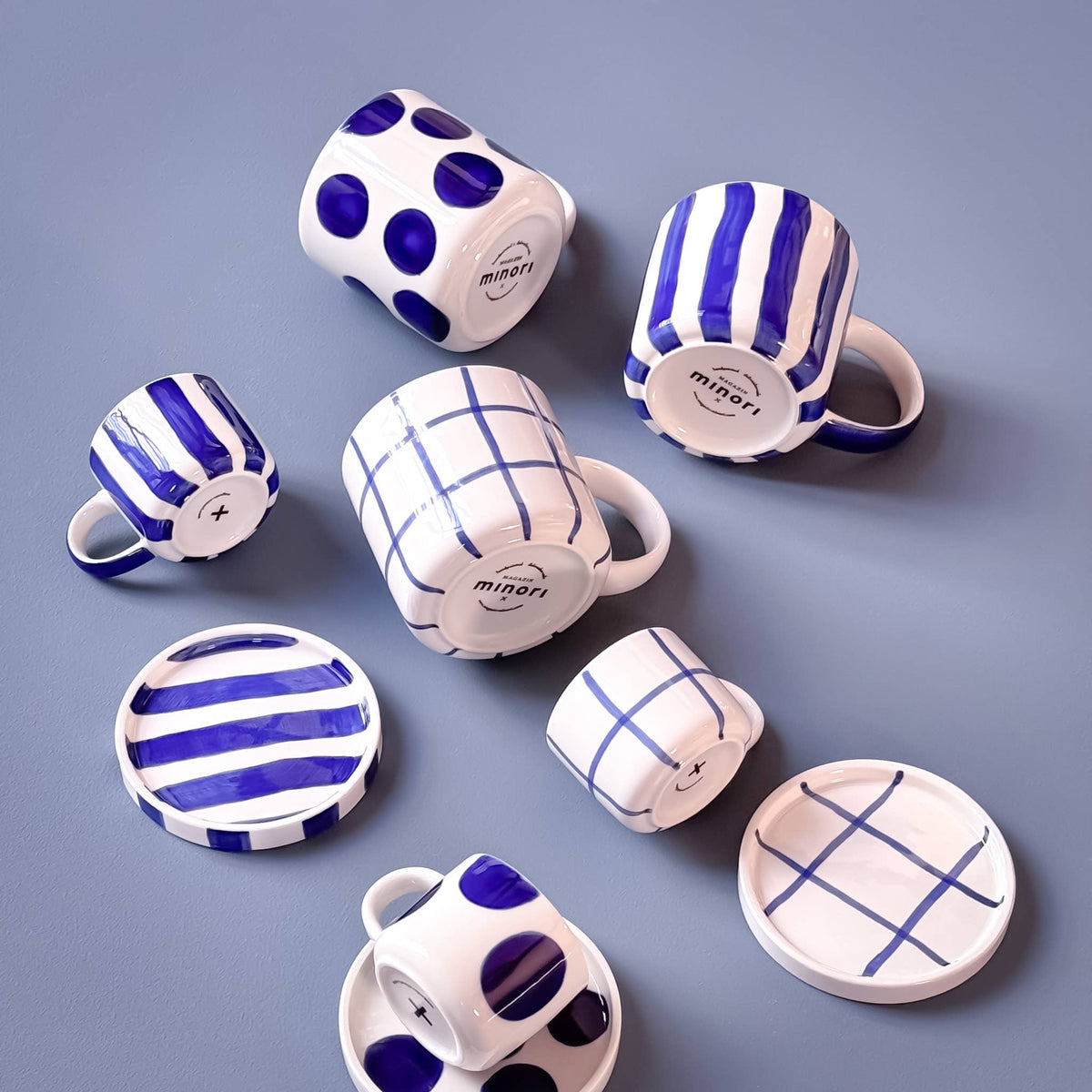 Magazin Minori Espresso Set Grid - mare blue (2er Set - 4 Teile)