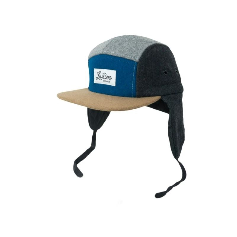 Lil' Boo WollKappe mit Ohren 'Grau/Blau'
