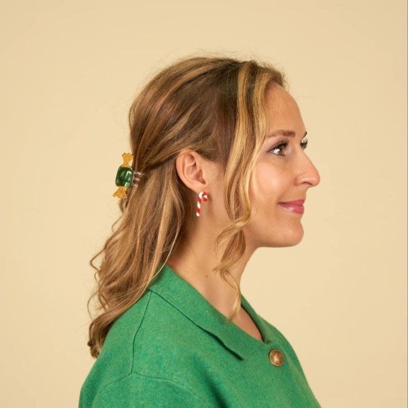 Coucou Suzette Mini Haarklammer 'Green Christmas Candy'