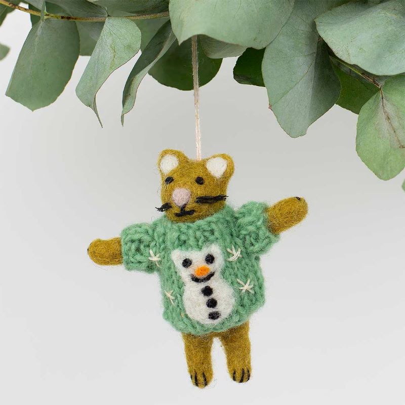 A World of Craft Weihnachtsanhänger 'Cat with Snowman Sweather'