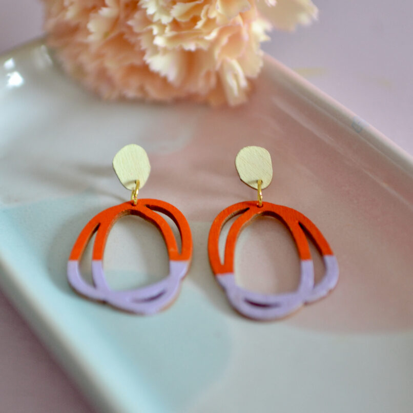 Rasmussons Ohrstecker 'United - yellow, orange, lavender'
