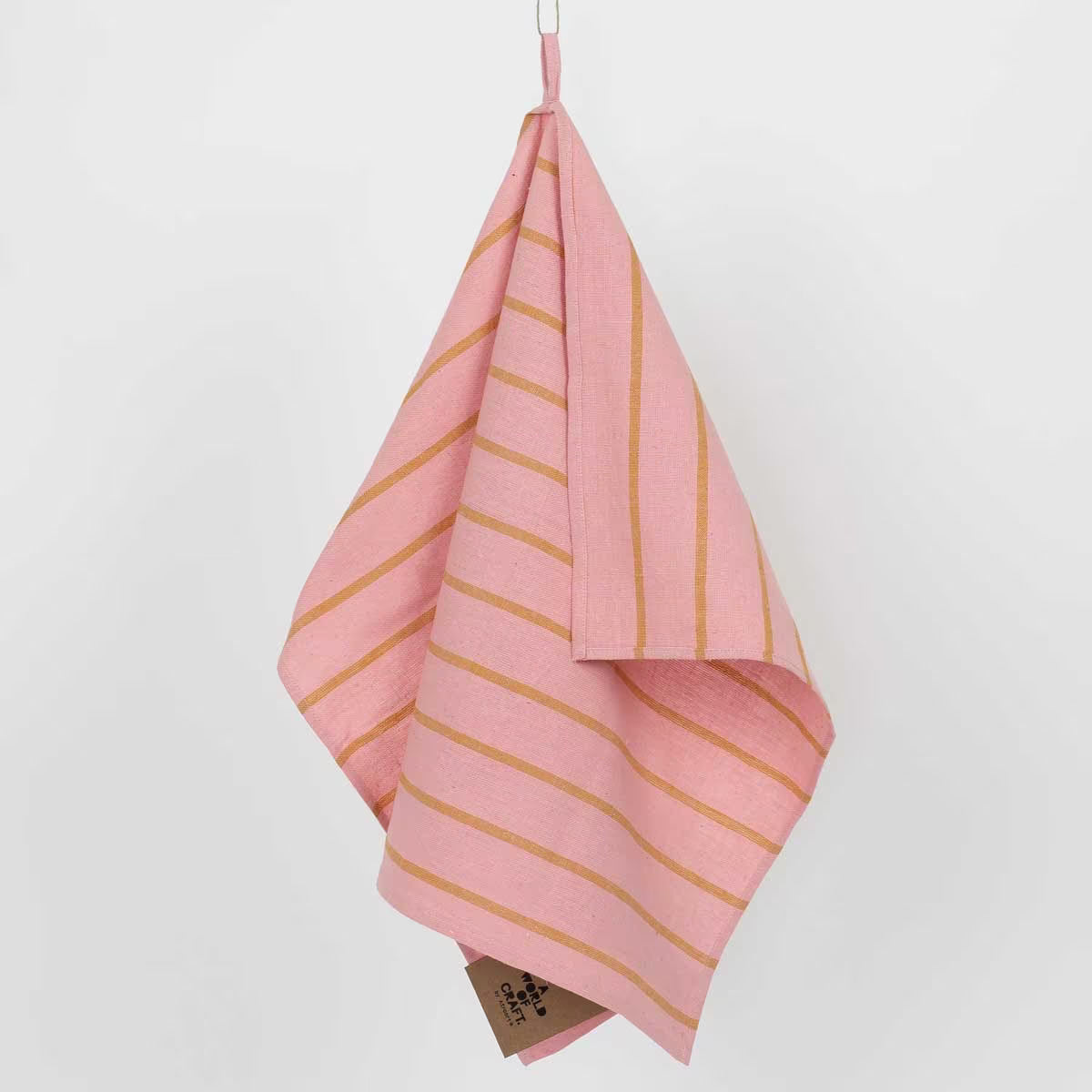 A World of Craft - Geschirrtuch rosa/senfgelb aus Bio-Baumwolle