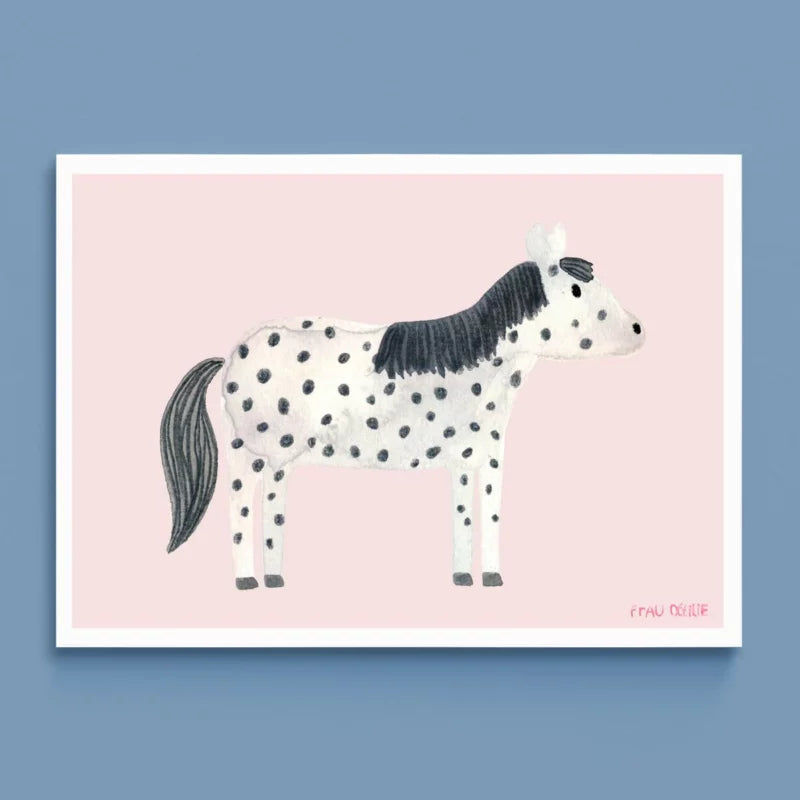 A4 Print 'Weißes Pferd mit Punkten' FrauOttilie