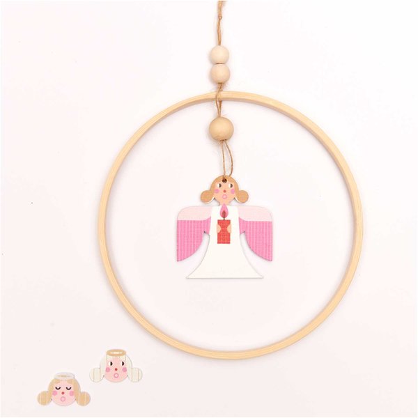 Holzhänger Engel Mix 'rosa/gold'