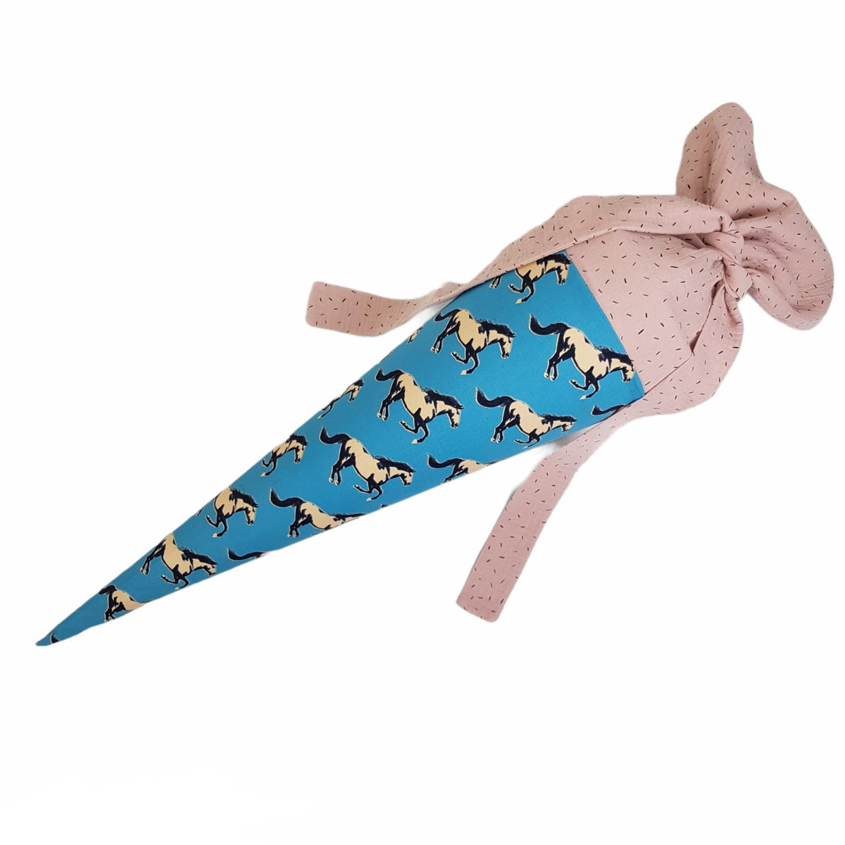 Studio du. Schultüte 'Pferde blau/rosa Musselin'