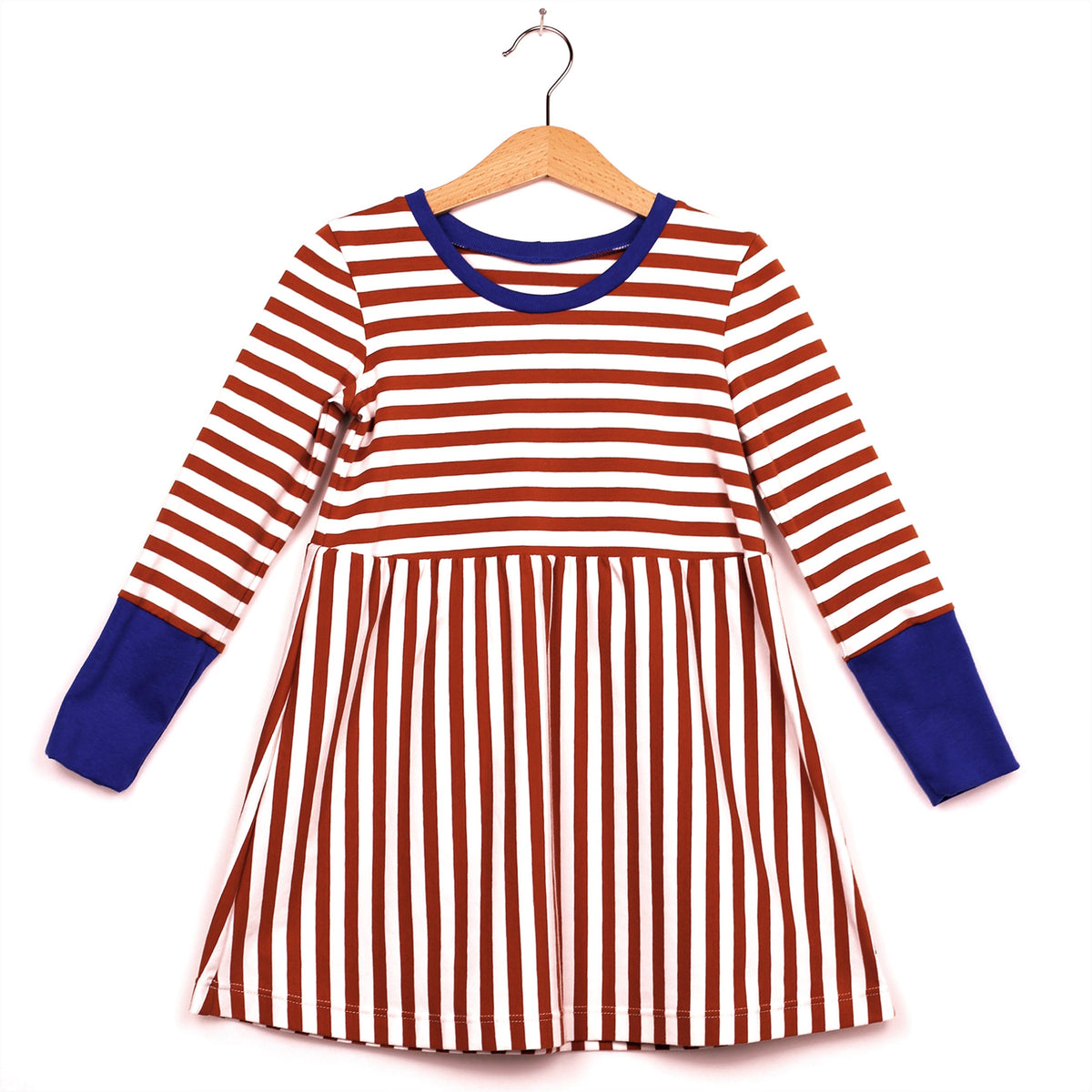 Studio du. Kinderkleid Kleid Rost Ringel mit Knallblau
