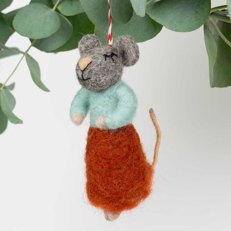 A World of Craft Weihnachtsanhänger 'Mouse with Brown Skirt'