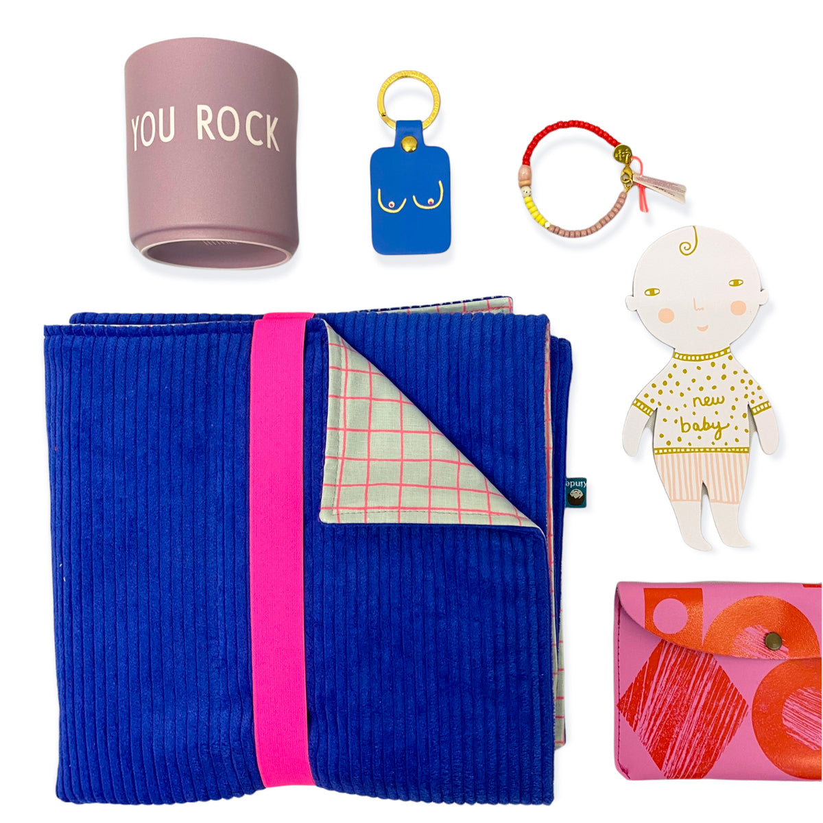 studio du. Wickelunterlage 'knallblau / pink grid'