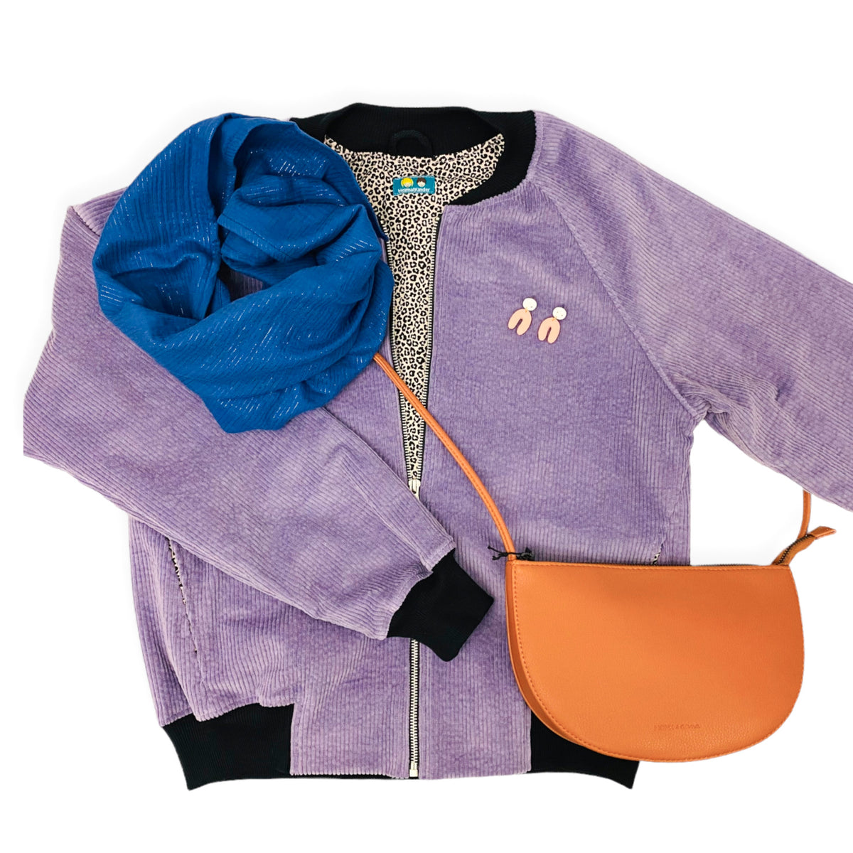 Studio du. Bomberjacke Breitcord 'flieder/miniLeo'
