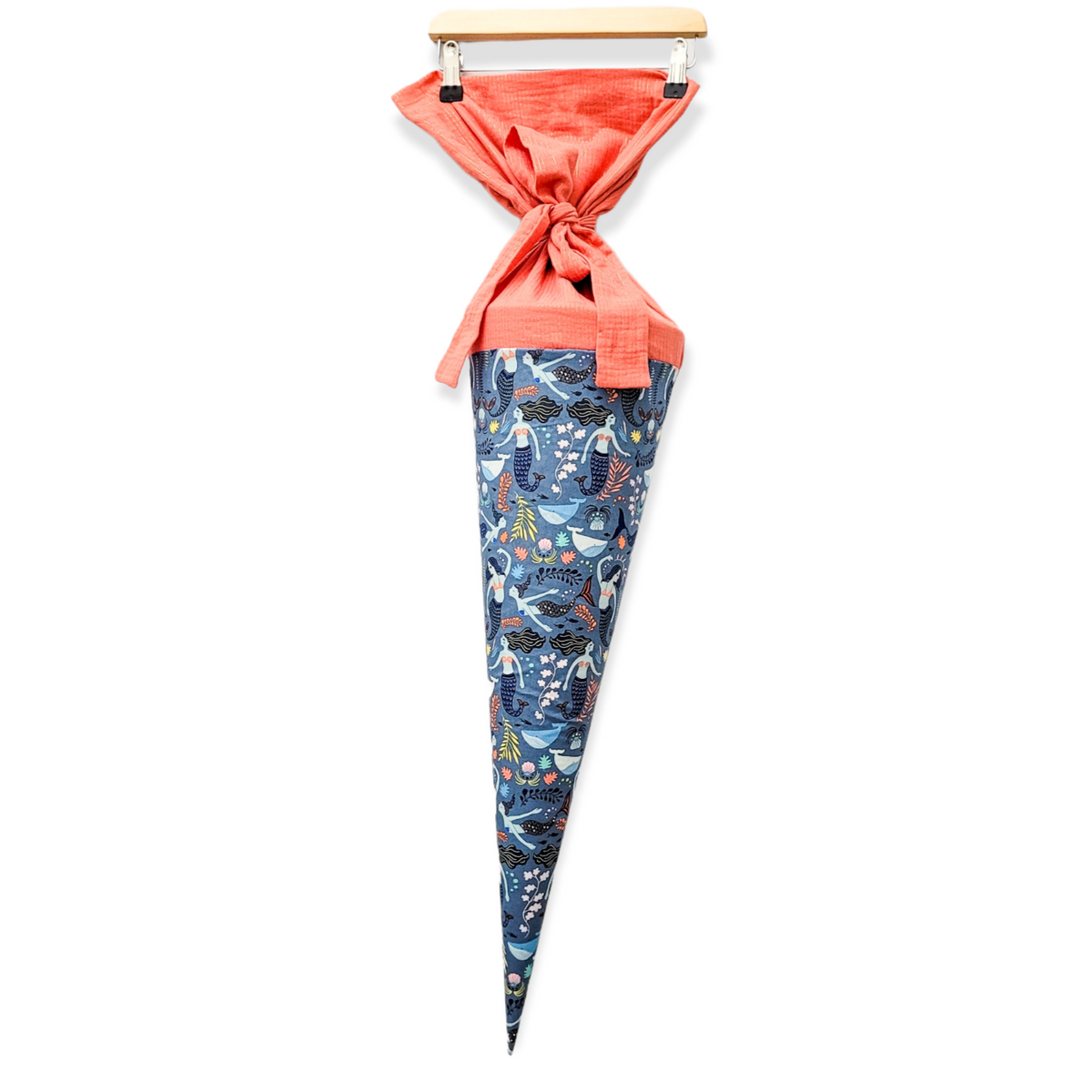 Studio du. Schultüte 'Meerjungfrau blau/ lachs lurex Musselin'