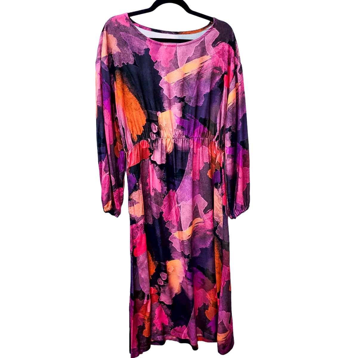 Studio du. Lang/kurzarm MidiKleid aus Viskose 'Aquarell pink rosa flieder'