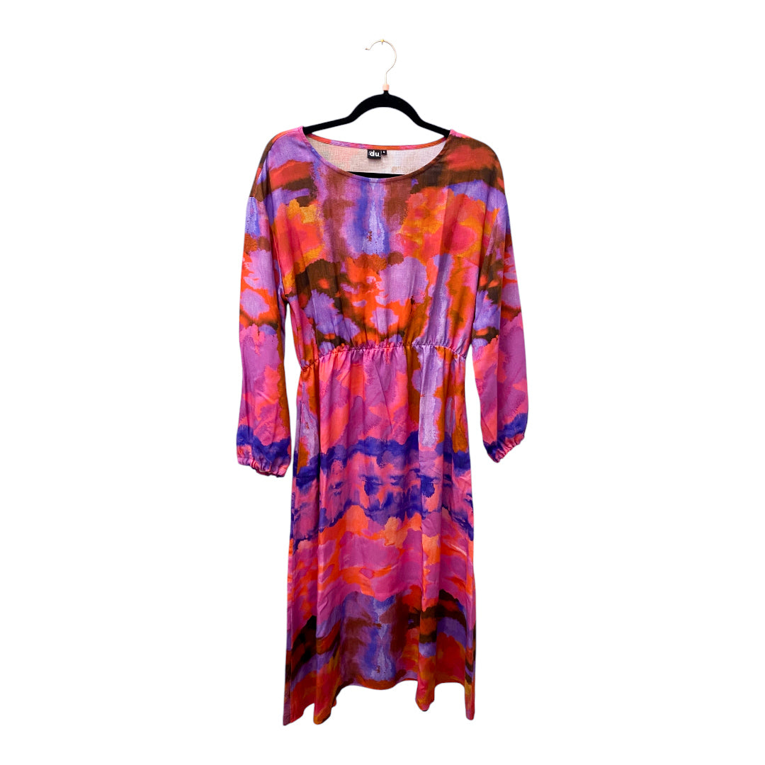 Studio du. Lang/kurzarm MidiKleid aus Viskose 'Aquarell pink rot flieder knallblau '
