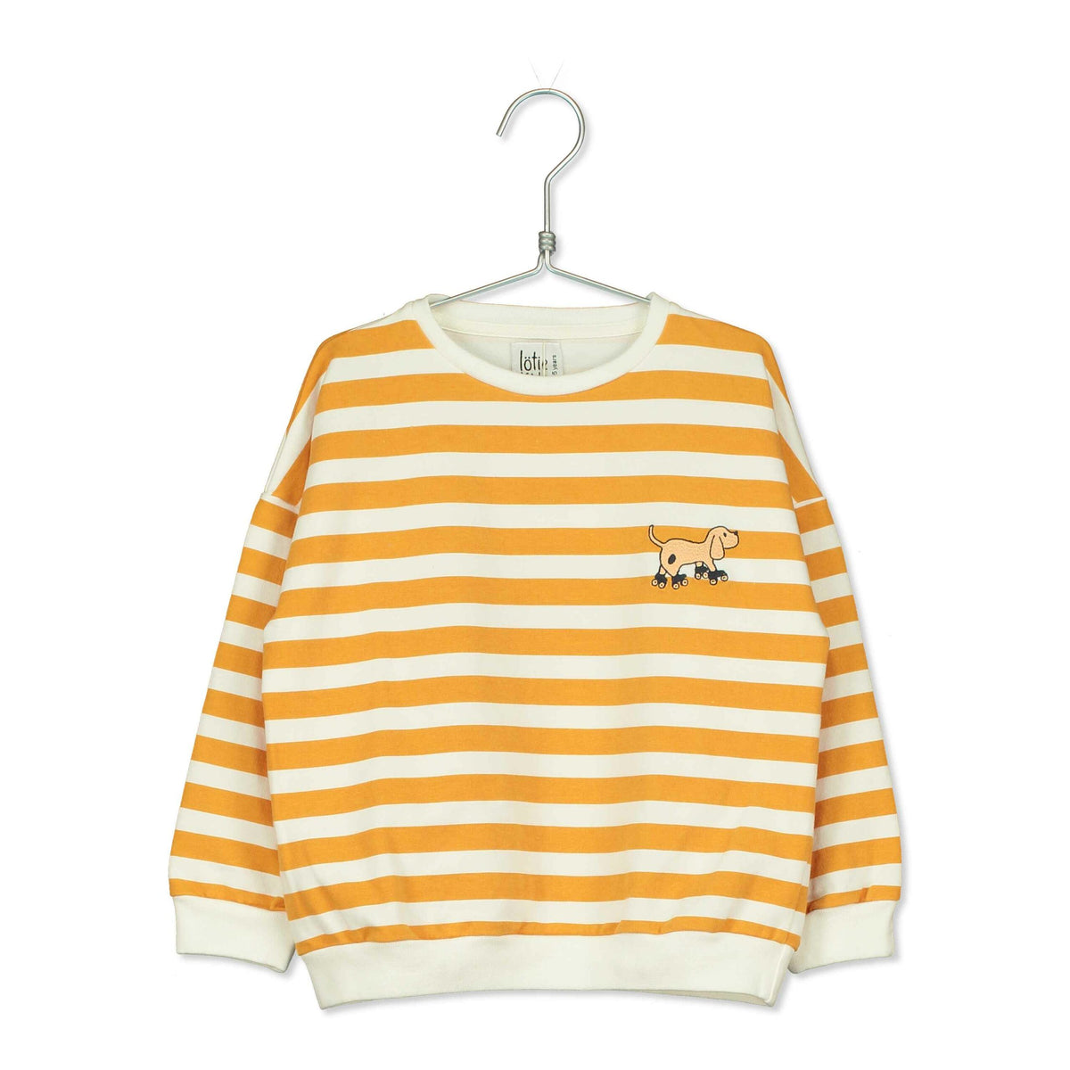 Lötiekids Sweatshirt 'STRIPES+DOG EMBROIDERY OFF / WHITE' Einzelstück 6/7Jahre