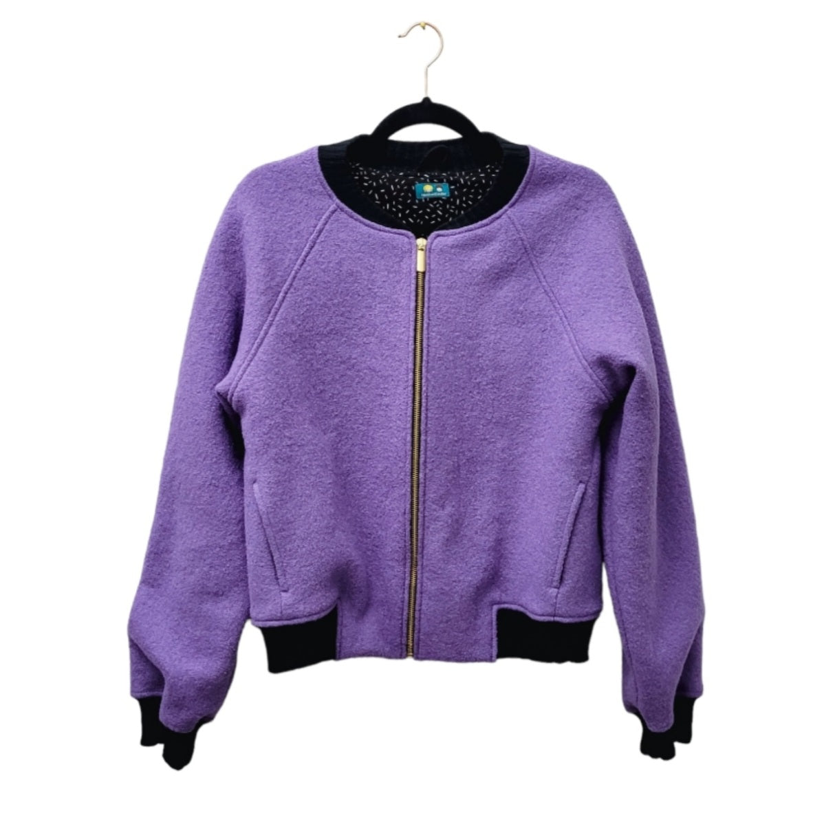 Studio du. Bomberjacke Wollwalk lila knallig/schwarz weiss Stippchen