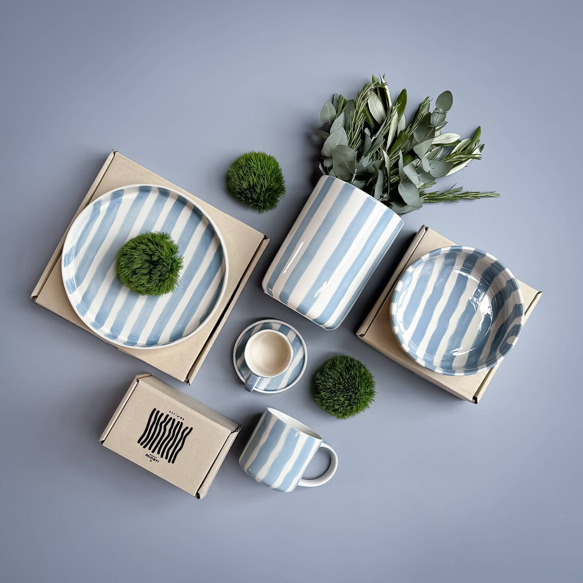 Magazin Minori Vase Stripes - morning azzurro