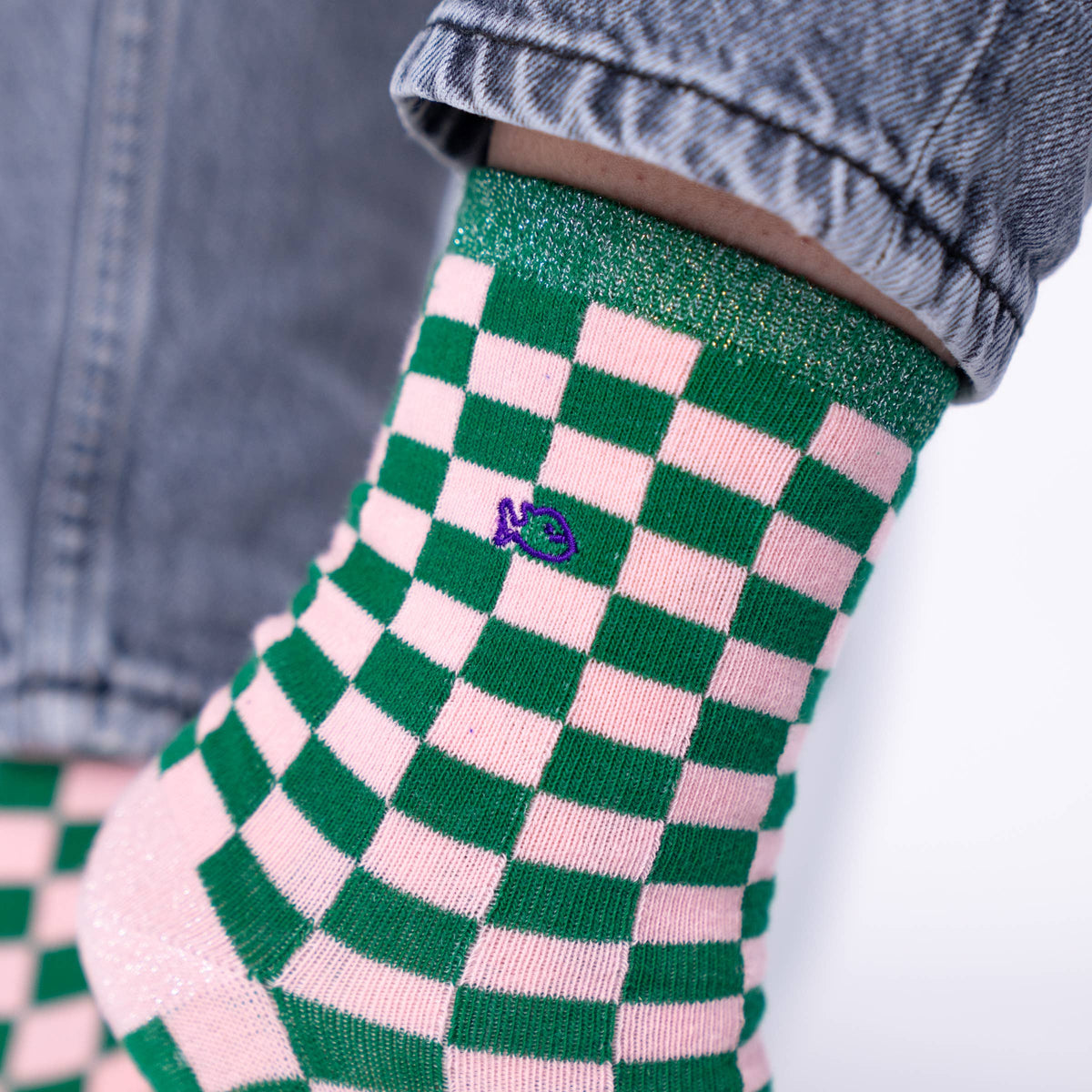 Socken Karos Grün und Rosa von Billybelt ONESIZE