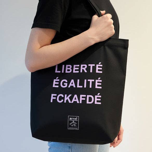 arrel ' FCKAFDÉ ' Premium Tote Bag - Black & Purple