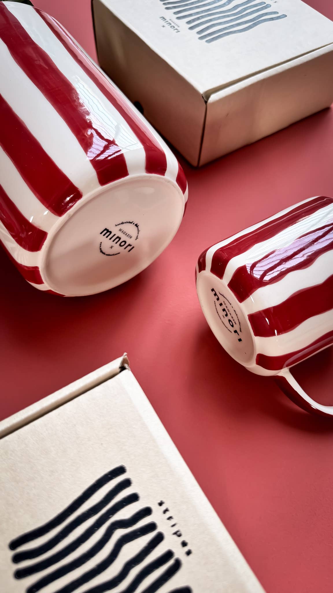 Magazin Minori Espresso Set Stripes - tramonto red (2er Set - 4 Teile)