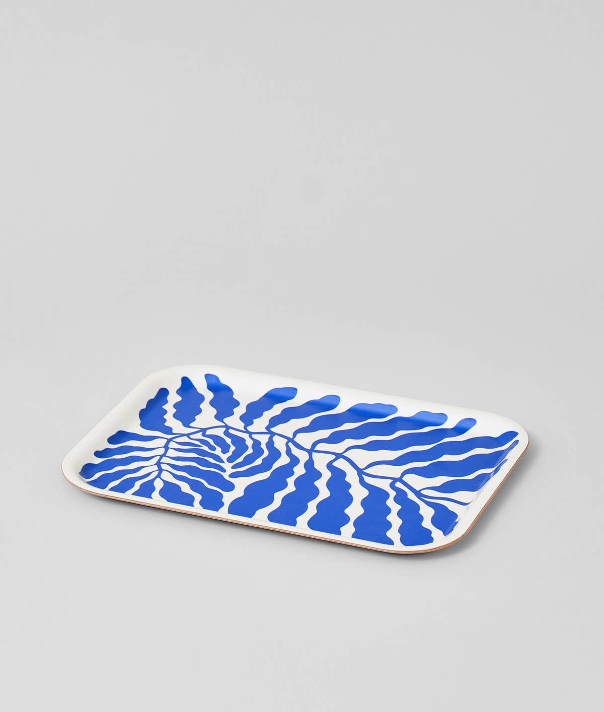 Wrap Kleines rechteckiges Tablett "Leaves" blau