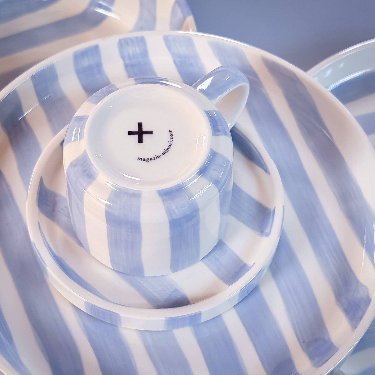 Magazin Minori Espresso Set Stripes - morning  azzurro (2er Set - 4 Teile)