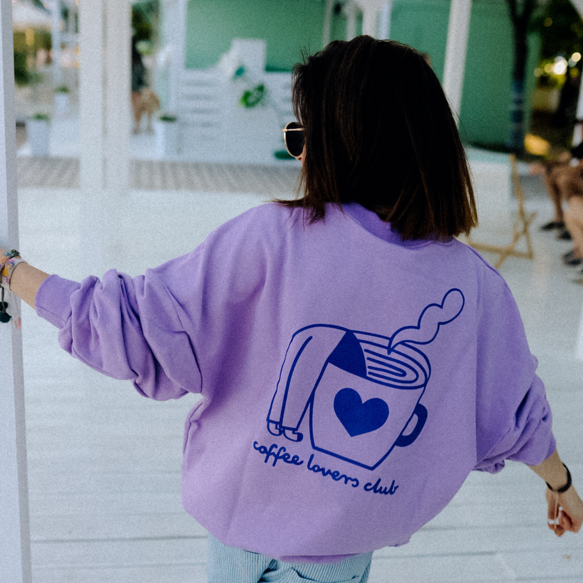 BIG COFFEE LOVER auf lila - SWEATSHIRT Dont grow up
