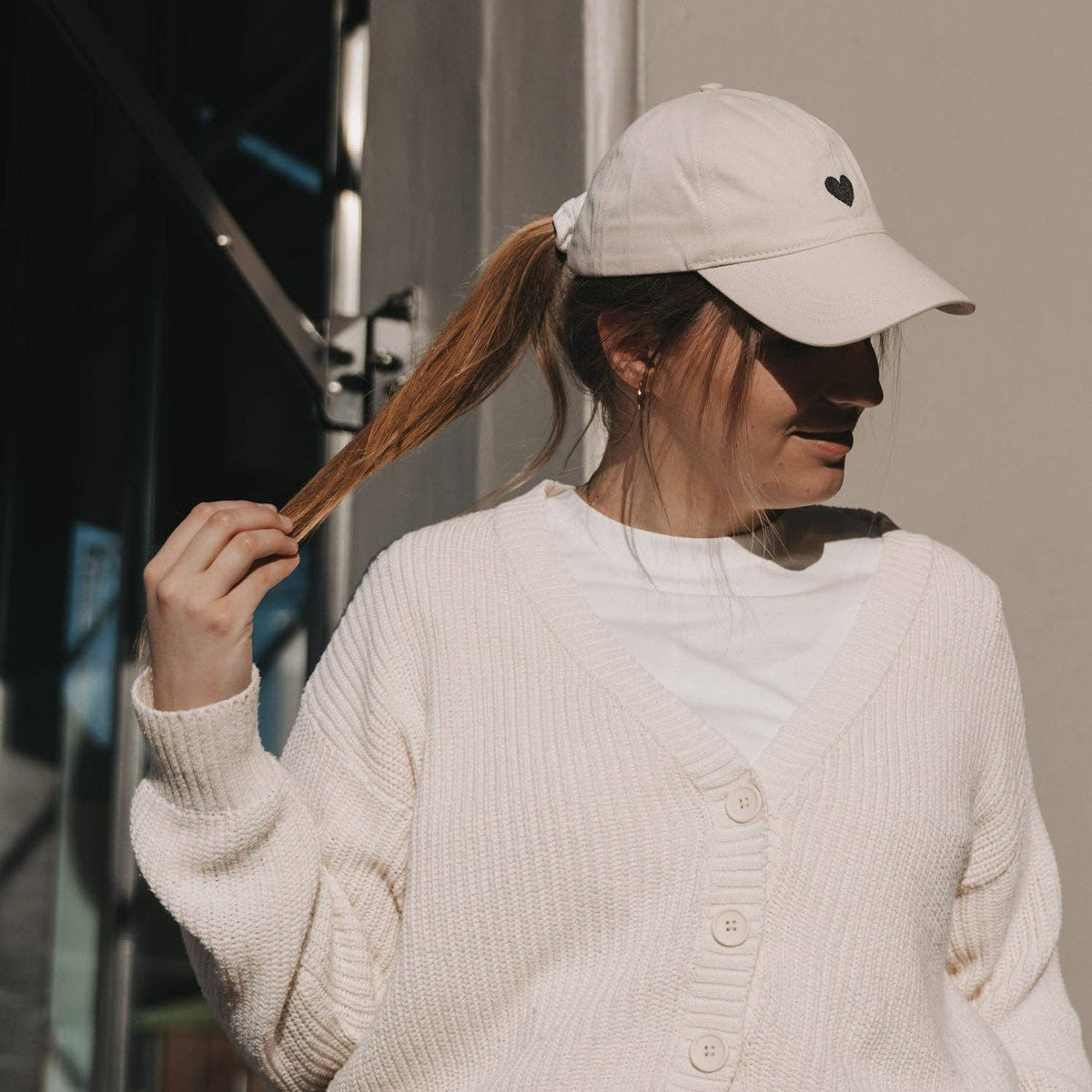 Eulenschnitt - Cap beige Herz