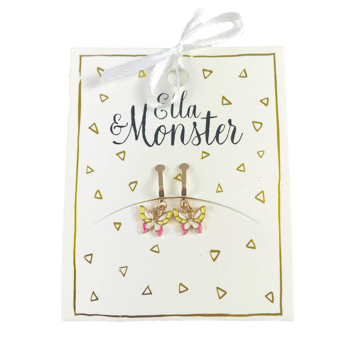 Ella & Monster Accessories - Pink Schmetterlings-Clip-On-Ohrringe