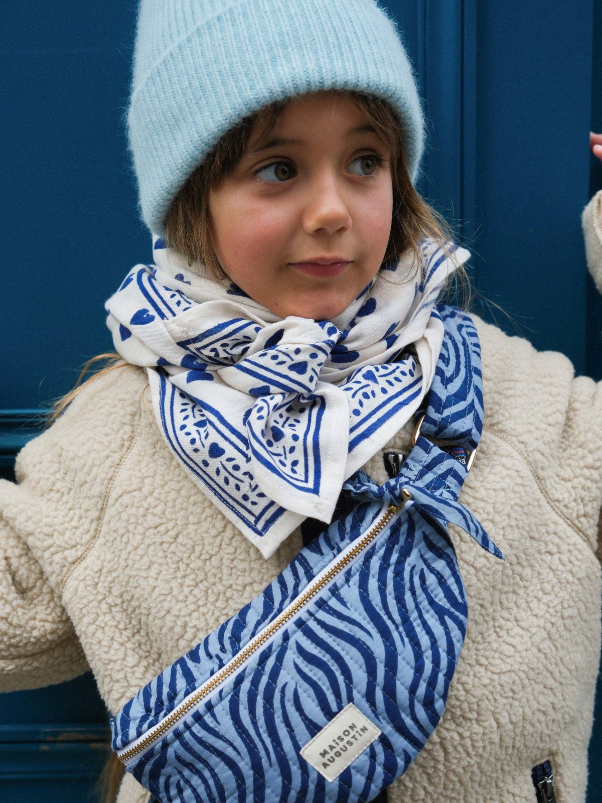 Maison Augustin -Bauchtasche Kinder Zebra Indigo-