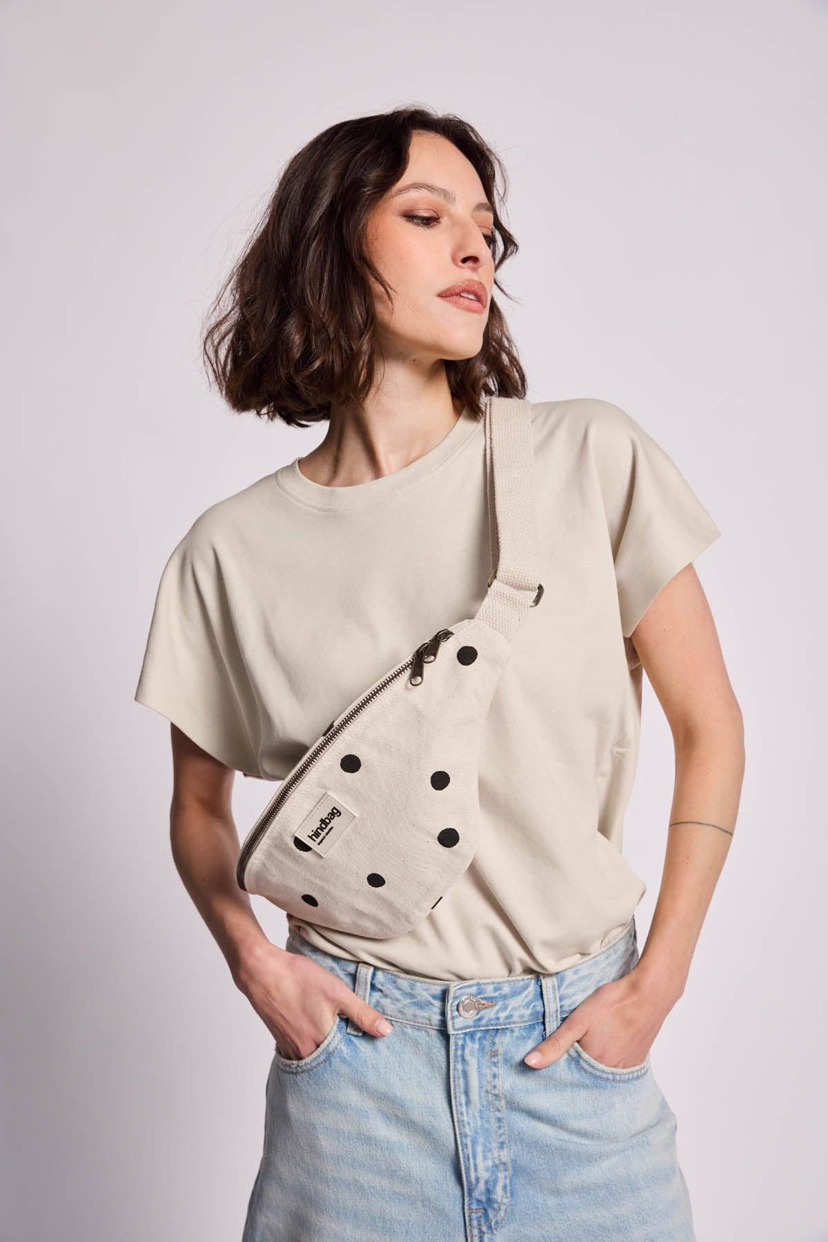 Hindbag - Gürteltasche "Olivia" Punkte ecru