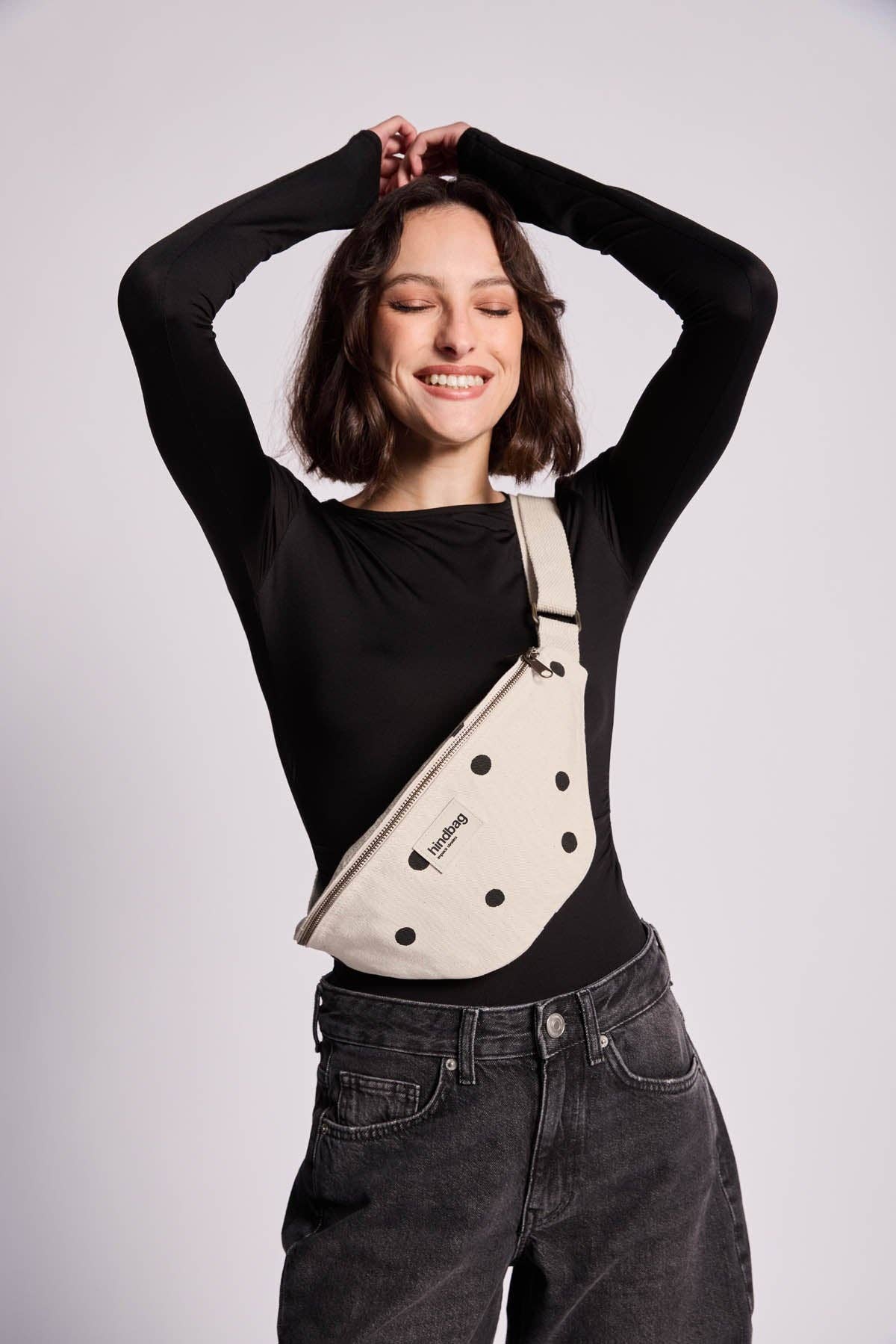 Hindbag - Gürteltasche "Olivia" Punkte ecru