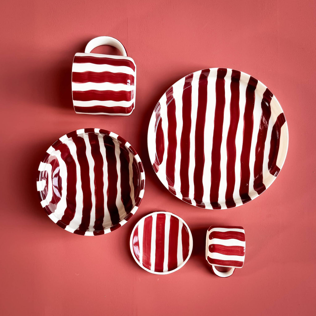 Magazin Minori Espresso Set Stripes - tramonto red (2er Set - 4 Teile)