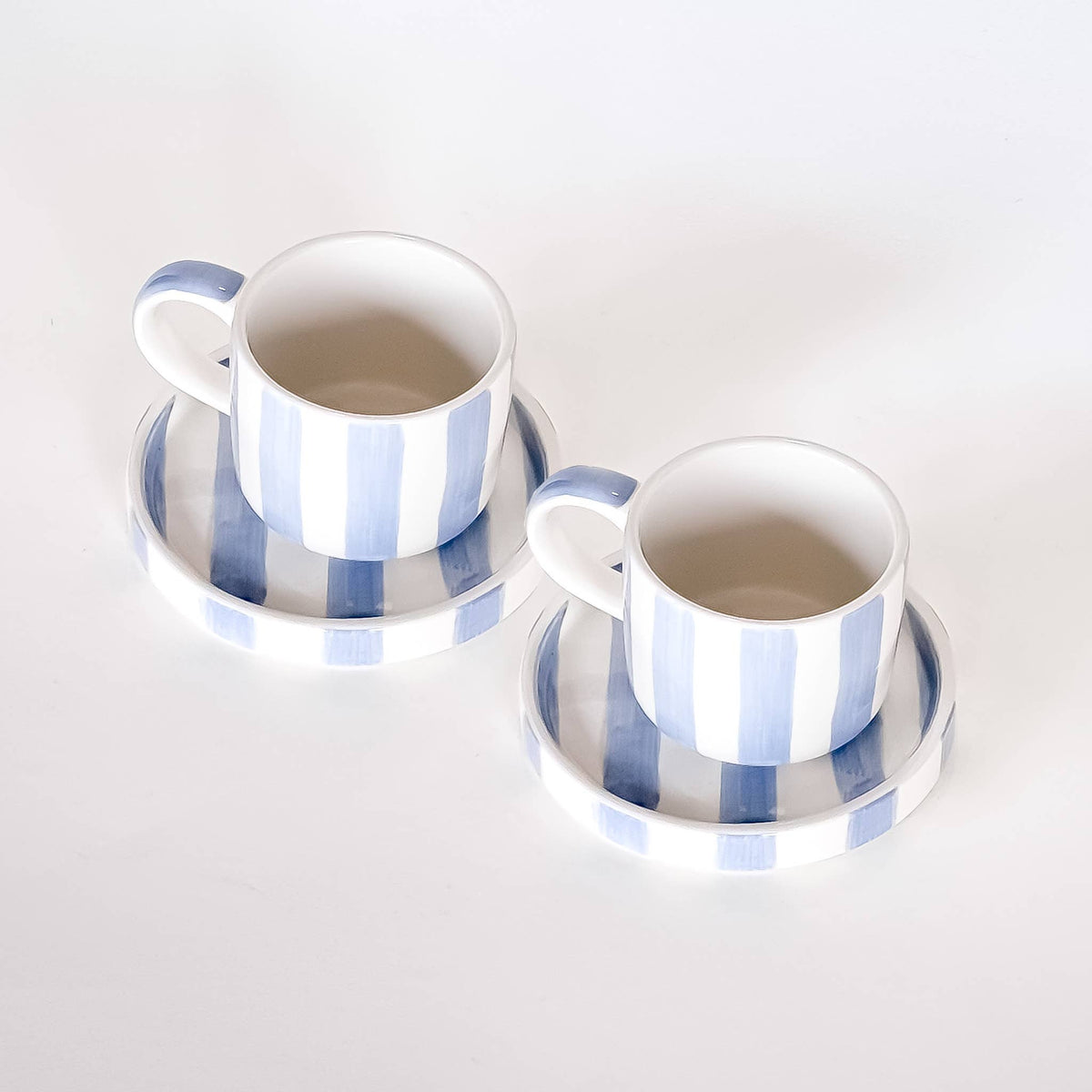 Magazin Minori Espresso Set Stripes - morning  azzurro (2er Set - 4 Teile)