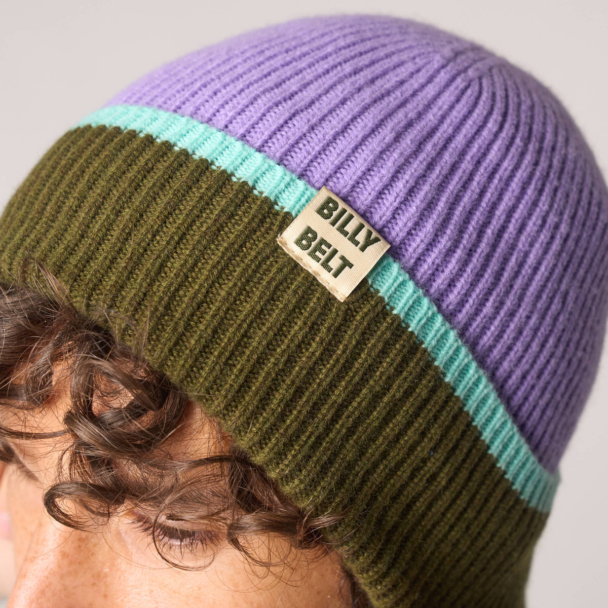 BILLYBELT - Wollmütze, Beanie - Violett, Khaki & Minzgrün