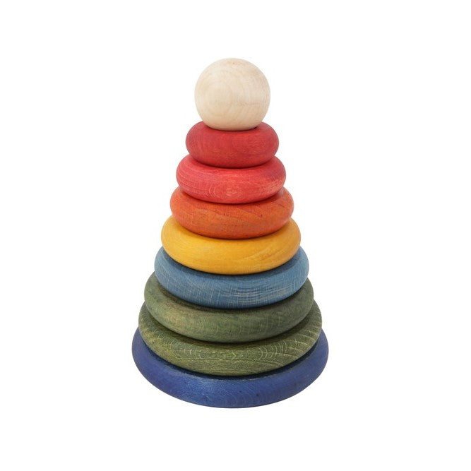 Wooden Story Runde Stapelpyramide 'Regenbogenfarben'