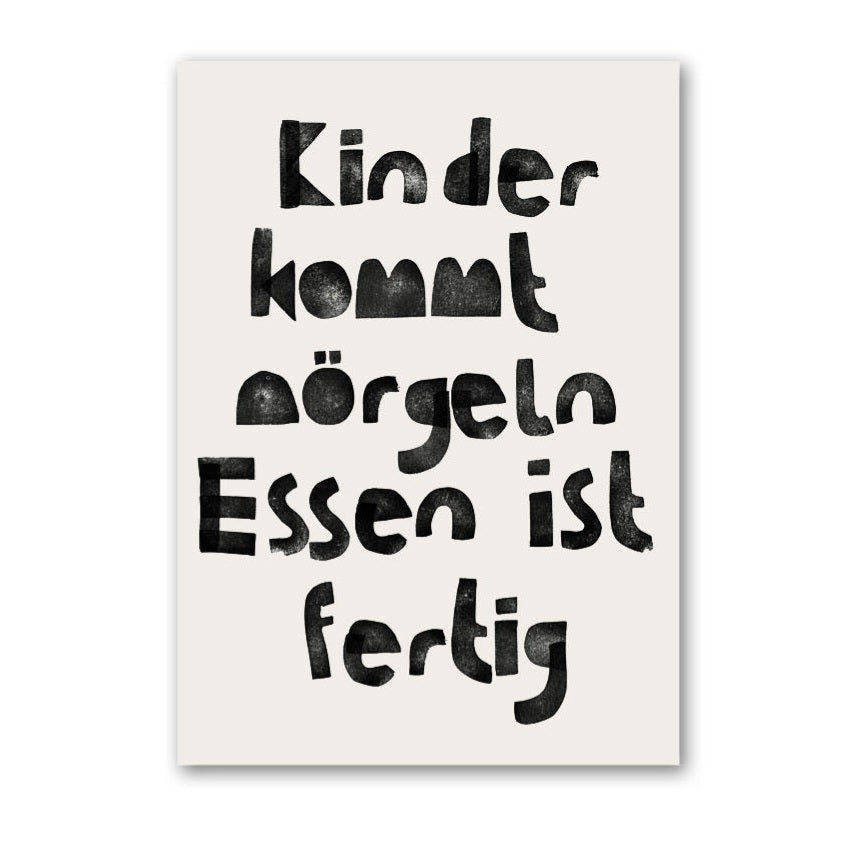 Postkarte 'Kinder kommt nörgeln, Essen ist fertig' Halfbird