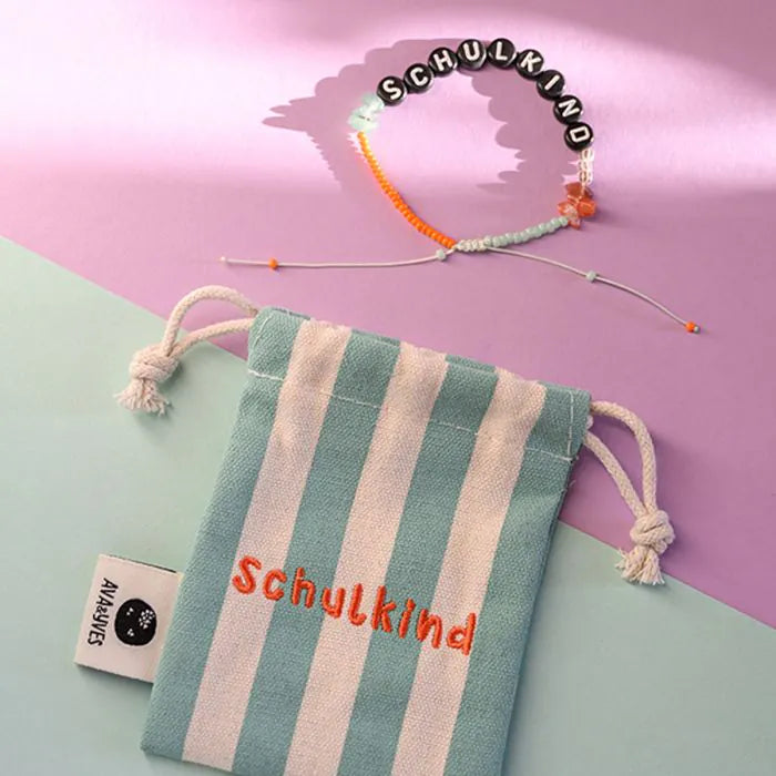 Ava&Yves Perlenarmband 'Schulkind mint/ orange'