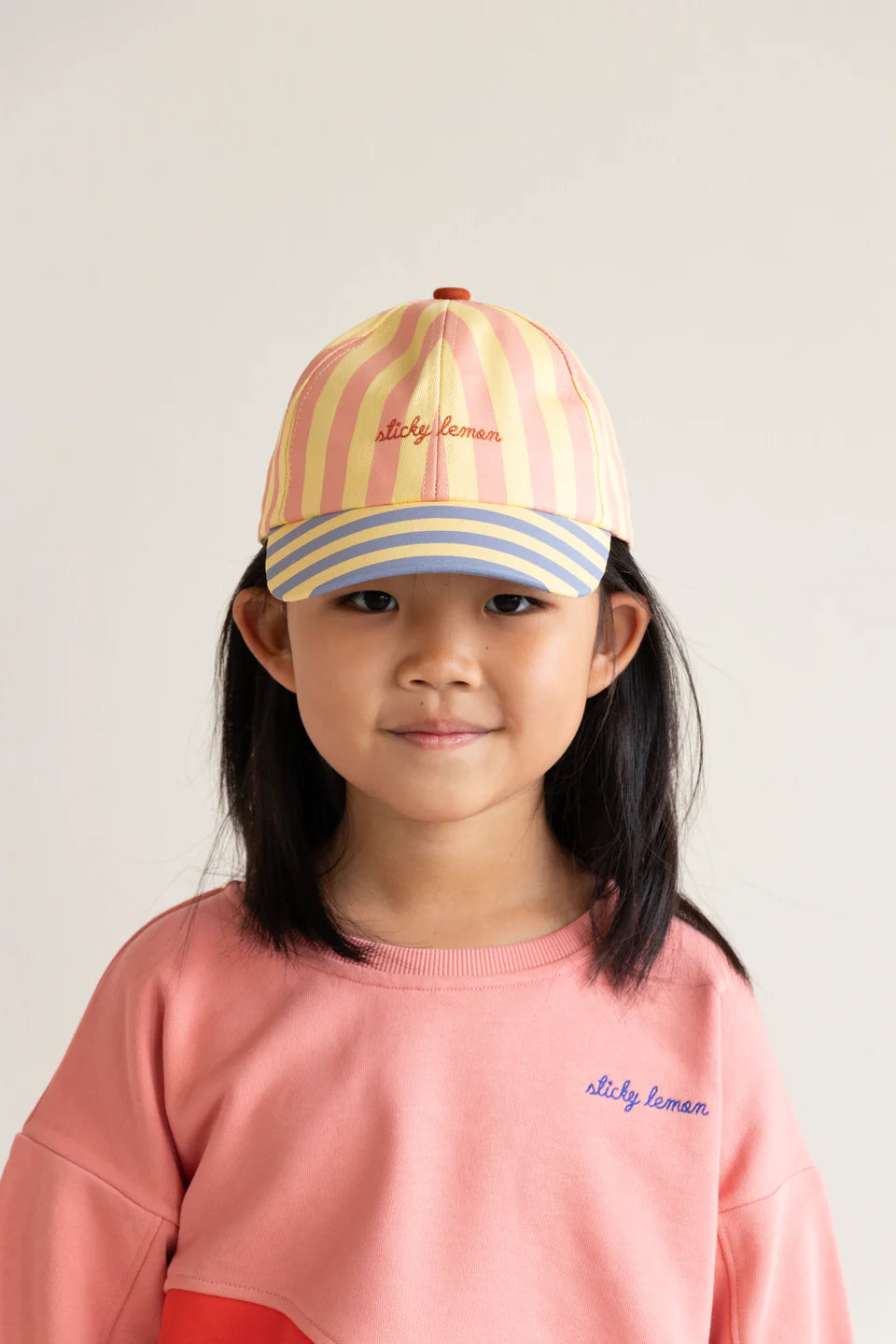 Sticky Lemon Cap 'Wonders' Stripes coral pink + sandy yellow